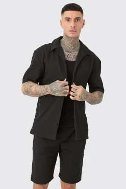 boohooMAN Tall Short Sleeve Drop Revere Shirt & Short Set In | UK| Sets & Co-Ords