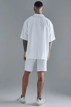 boohooMAN Tall Short Sleeve Drop Revere Linen Shirt & Short Set In | UK| Sets & Co-Ords