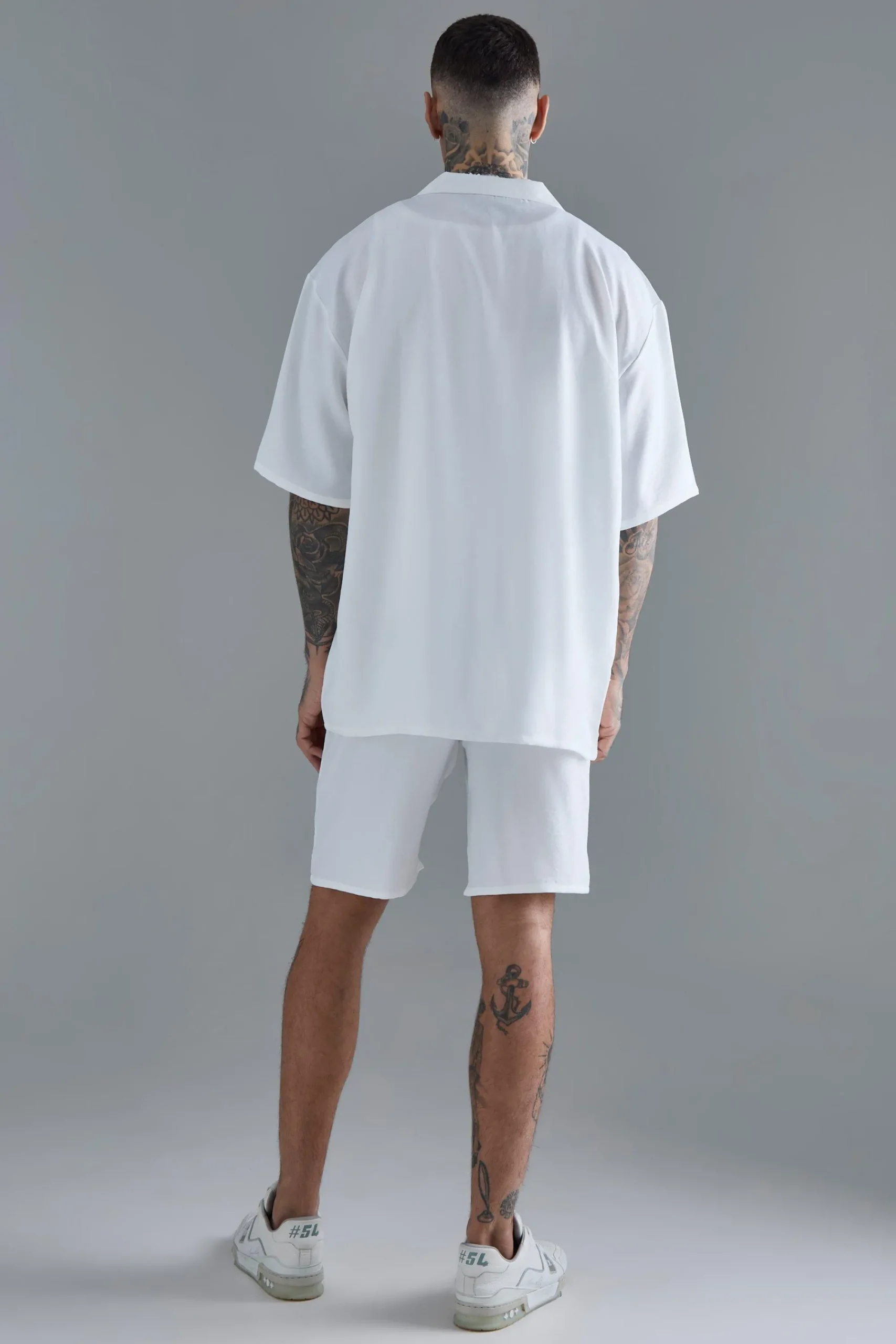 boohooMAN Tall Short Sleeve Drop Revere Linen Shirt & Short Set In | UK| Sets & Co-Ords