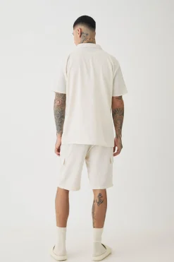 boohooMAN Tall Short Sleeve Linen Cargo Shirt & Short Set In | UK| Sets & Co-Ords