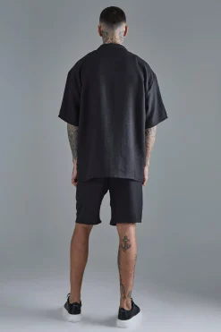 boohooMAN Tall Short Sleeve Oversized Linen Shirt & Short Set In | UK| Sets & Co-Ords