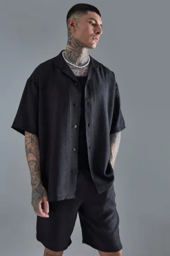 boohooMAN Tall Short Sleeve Oversized Linen Shirt & Short Set In | UK| Sets & Co-Ords