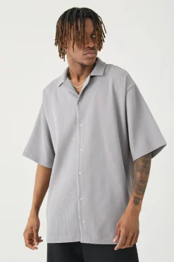 boohooMAN Tall Short Sleeve Pleated Oversized Shirt | UK| Shirts