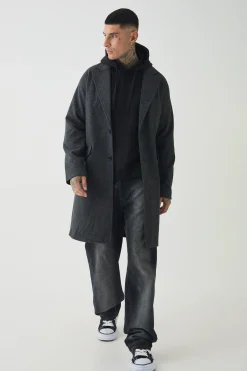 boohooMAN Tall Single Breasted Overcoat In | UK| Coats & Jackets