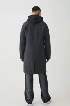 boohooMAN Tall Single Breasted Overcoat In | UK| Coats & Jackets