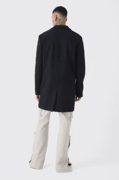 boohooMAN Tall Single Breasted Wool Look Overcoat In | UK| Coats & Jackets