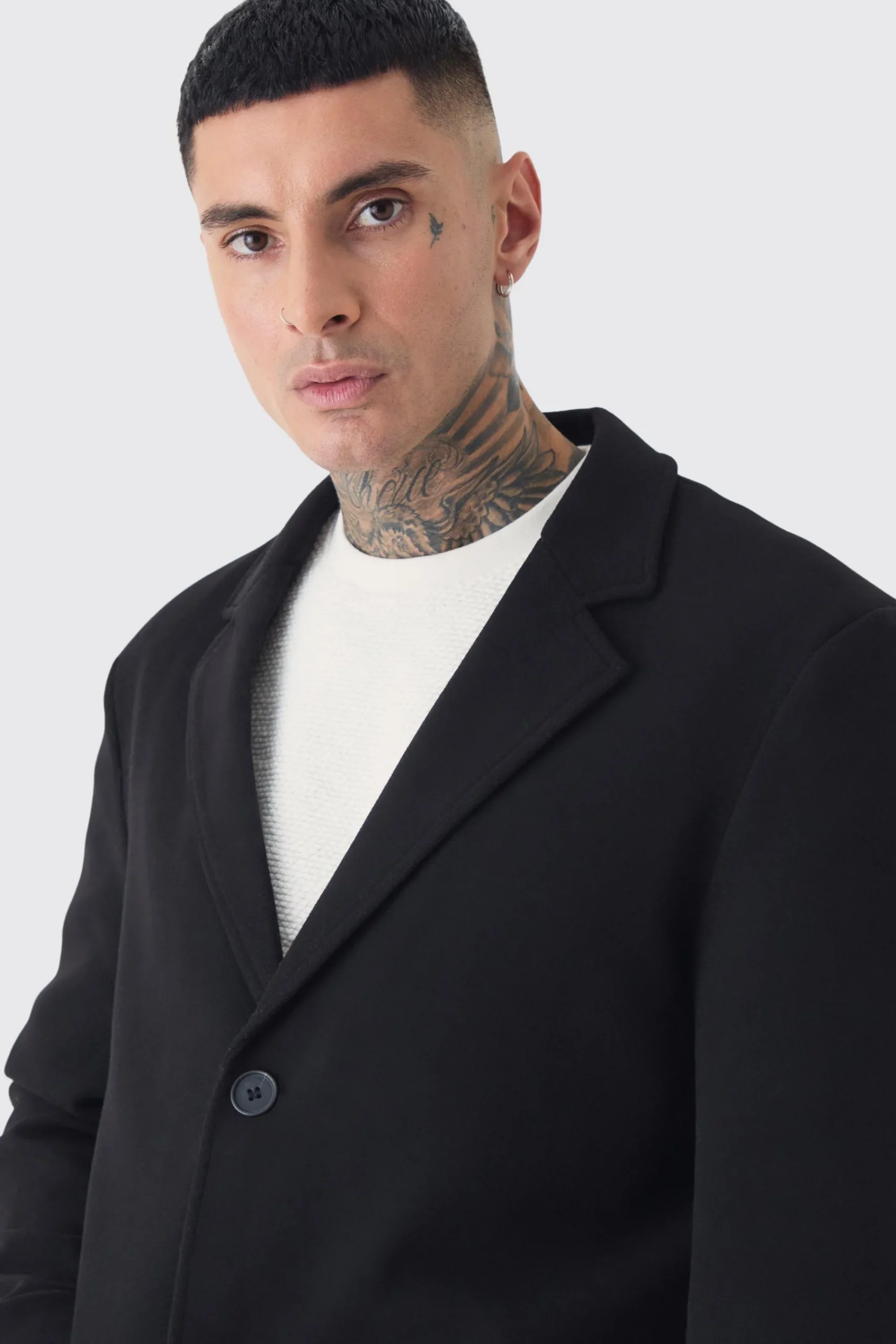 boohooMAN Tall Single Breasted Wool Look Overcoat In | UK| Coats & Jackets