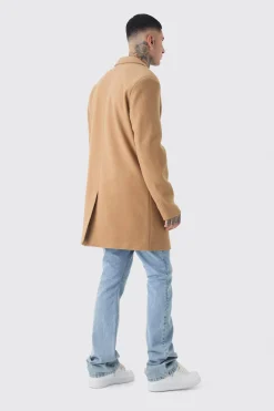 boohooMAN Tall Single Breasted Wool Look Overcoat In | UK| Coats & Jackets