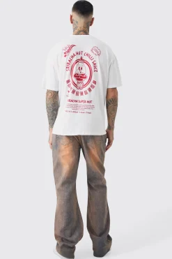 Tall Siracha Hot Chilli License Back Print T-shirt In | UK^boohooMAN