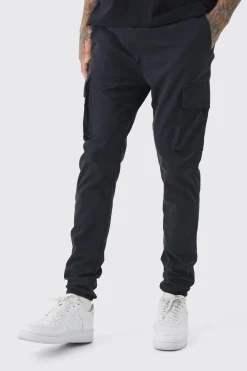 boohooMAN Tall Skinny Fit Elasticated Waist Cuffed Cargo Trousers | UK| Trousers|Cargos