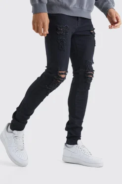 boohooMAN Tall Skinny Jeans With All Over Rips | UK| Trousers|Jeans