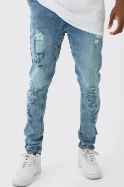 boohooMAN Tall Skinny Jeans With All Over Rips | UK| Trousers|Jeans