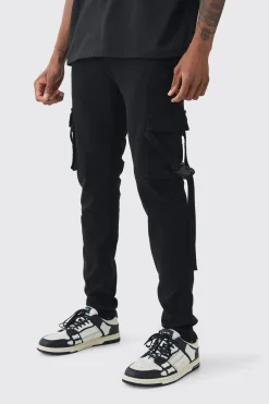 boohooMAN Tall Skinny Overdyed Strap Detail Cargo Trouser In | UK| Trousers|Cargos