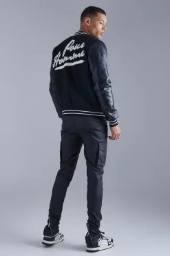 boohooMAN Tall Skinny Stacked Coated Twill Cargo Trouser | UK| Trousers|Cargos