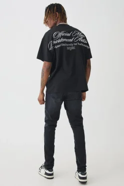 boohooMAN Tall Skinny Stretch Applique Gusset Jeans | UK| Trousers|Jeans