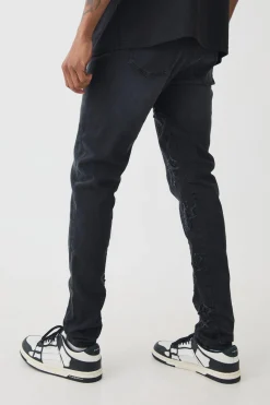 boohooMAN Tall Skinny Stretch Applique Gusset Jeans | UK| Trousers|Jeans