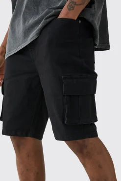 boohooMAN Tall Skinny Stretch Cargo Denim Shorts In Black | UK| Shorts