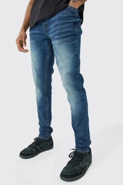 boohooMAN Tall Skinny Stretch Jean In Antique Blue | UK| Jeans