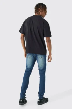 boohooMAN Tall Skinny Stretch Jean In Antique Blue | UK| Jeans