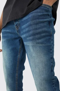 boohooMAN Tall Skinny Stretch Jean In Antique Blue | UK| Jeans