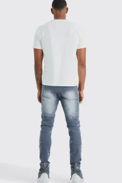 boohooMAN Tall Skinny Stretch Stacked Zip Hem Jean | UK| Trousers|Jeans