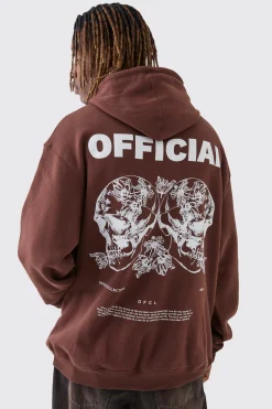boohooMAN Tall Skull Back Print Oversized Hoodie | UK| Hoodies & Sweatshirts