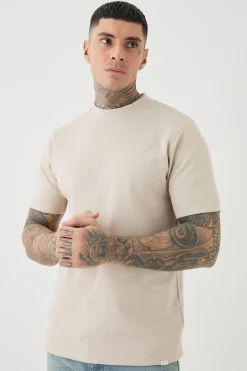Tall Slim Fit Extended Neck Heavy Interlock T-shirt | UK^boohooMAN Best