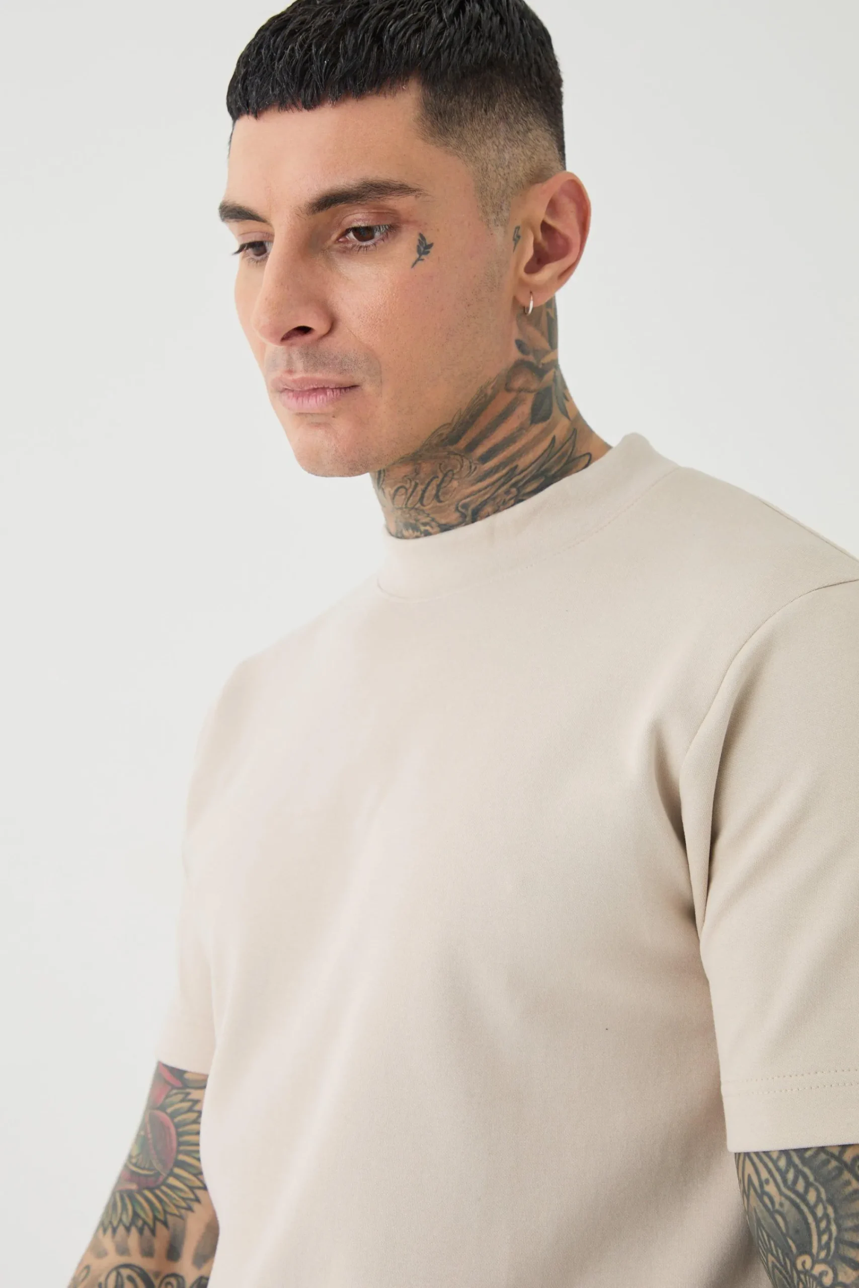 Tall Slim Fit Extended Neck Heavy Interlock T-shirt | UK^boohooMAN Best