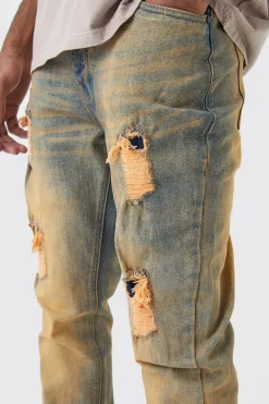 boohooMAN Tall Slim Flare Stretch Multi Rip & Repair Jean | UK| Trousers|Jeans