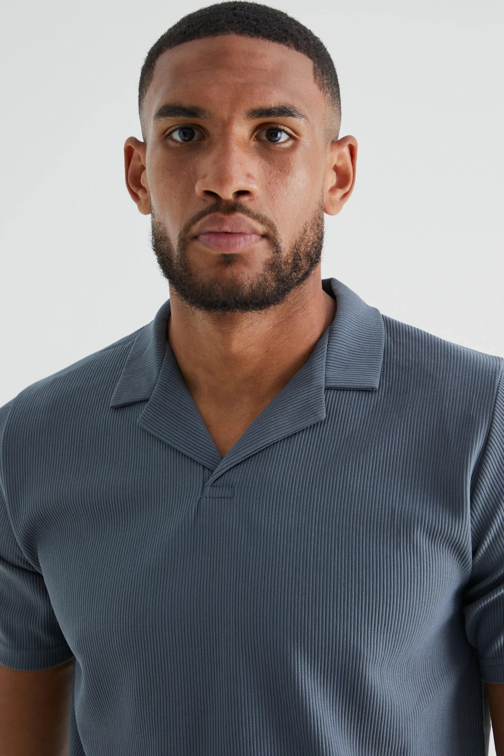 Tall Slim Ottoman Rib Revere Polo | UK^boohooMAN Outlet