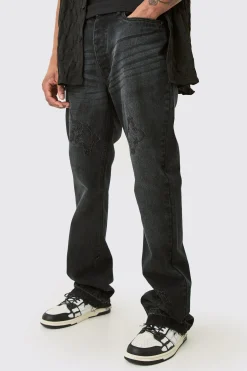boohooMAN Tall Slim Rigid Flare Cross Applique Jean | UK| Trousers|Jeans