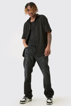 boohooMAN Tall Slim Rigid Flare Cross Applique Jean | UK| Trousers|Jeans