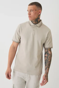 Tall Slim Tipped Pique Polo In | UK^boohooMAN Clearance