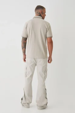 Tall Slim Tipped Pique Polo In | UK^boohooMAN Clearance