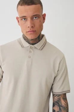 Tall Slim Tipped Pique Polo In | UK^boohooMAN Clearance