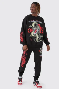 boohooMAN Tall Snake Official Sweat Tracksuit | UK| Tracksuits