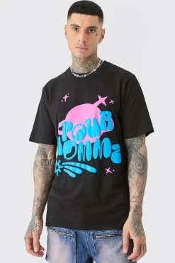 Tall Space Pour Homme Puff Print T-shirt In | UK^boohooMAN Online