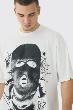 Tall Spiderweb Balaclava Graphic T-Shirt | UK^boohooMAN Outlet
