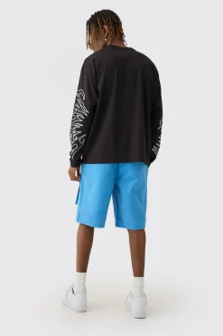 boohooMAN Tall Star Embroidered Cargo Shorts | UK| Shorts