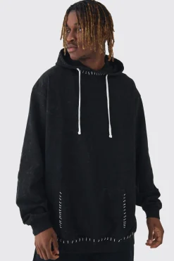 boohooMAN Tall Stitch Detail Oversized Washed Hoodie | UK| Hoodies & Sweatshirts
