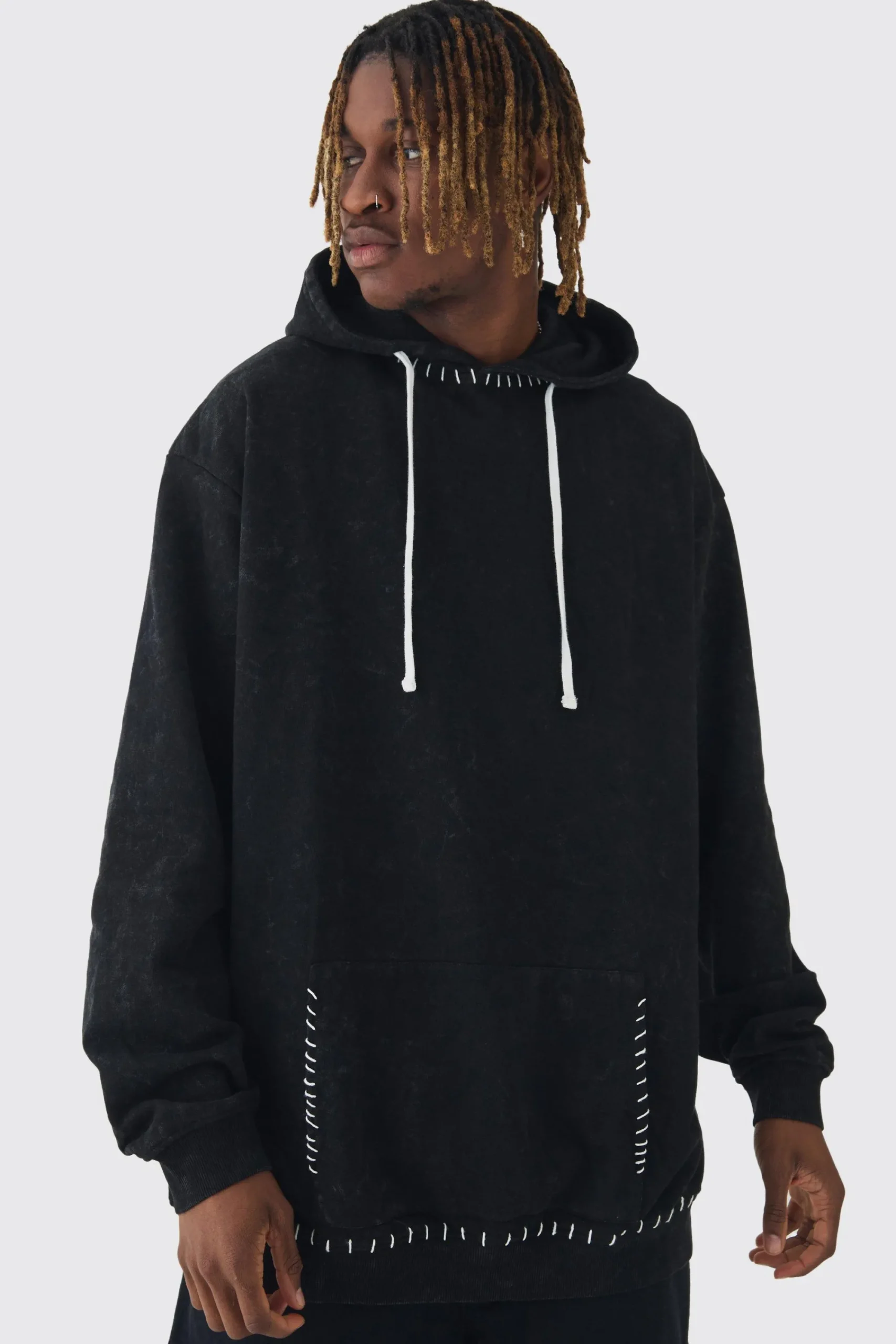 boohooMAN Tall Stitch Detail Oversized Washed Hoodie | UK| Hoodies & Sweatshirts