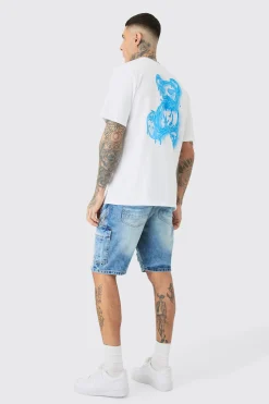 boohooMAN Tall Straight Fit Biker Denim Shorts | UK| Shorts