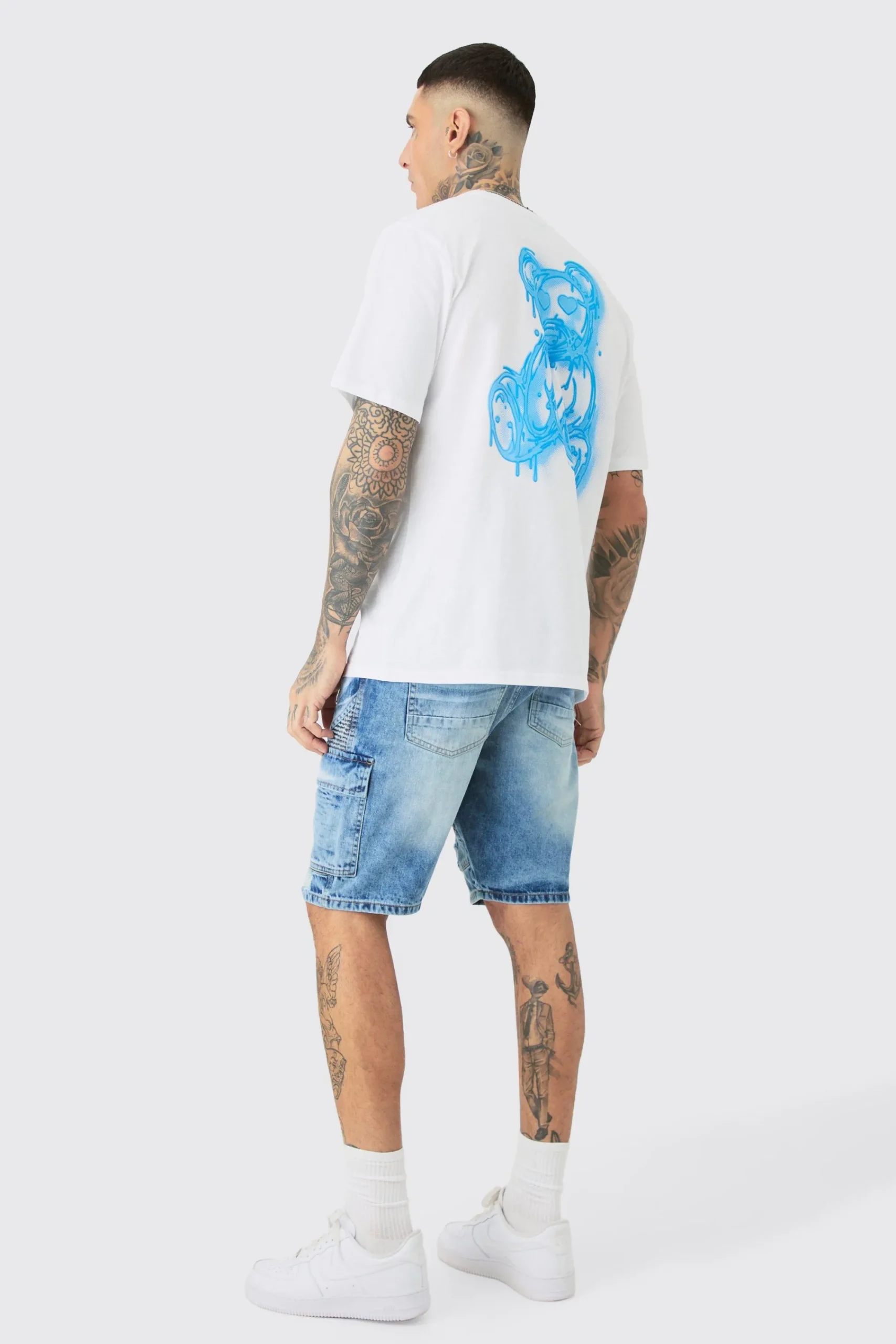boohooMAN Tall Straight Fit Biker Denim Shorts | UK| Shorts