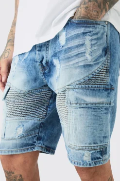 boohooMAN Tall Straight Fit Biker Denim Shorts | UK| Shorts