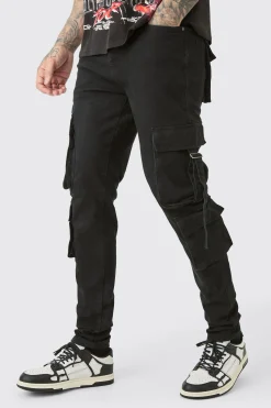 boohooMAN Tall Stretch Skinny Cargo Pocket Detail Jean In | UK| Trousers|Jeans