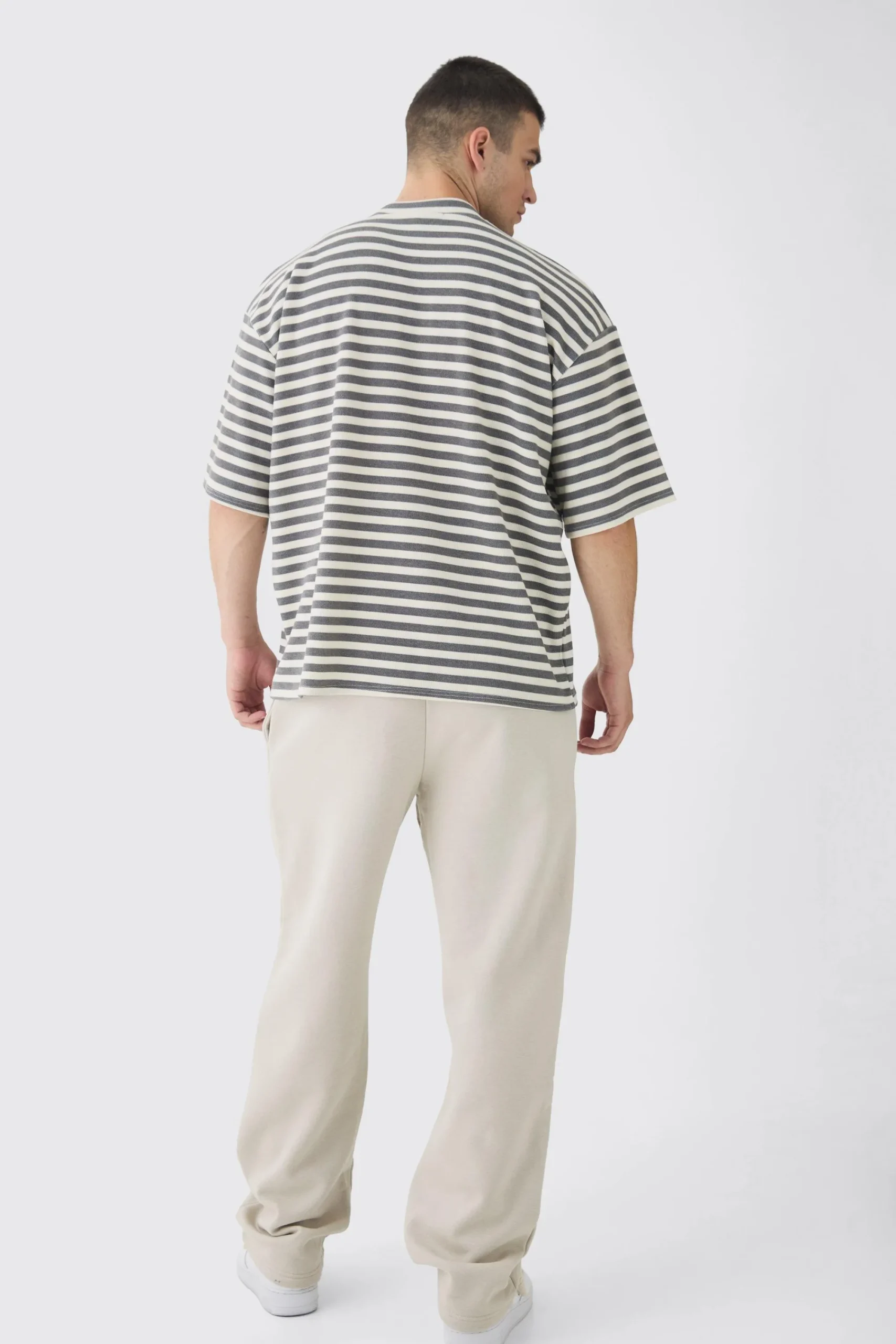 Tall Stripe Compact Rib Boxy Oversized T-Shirt | UK^boohooMAN Online