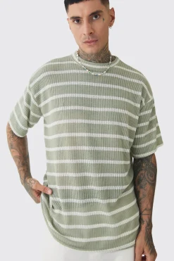 Tall Stripe Knit Relaxed T-shirt | UK^boohooMAN Hot