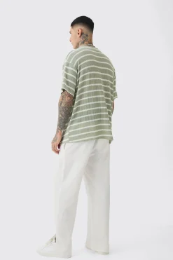 Tall Stripe Knit Relaxed T-shirt | UK^boohooMAN Hot