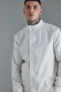 boohooMAN Tall Stripe Seersucker Smart Jacket And Short Set | UK| Sets & Co-Ords