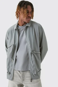 boohooMAN Tall Technical Stretch Harrington Asymmetrical Jacket | UK| Coats & Jackets